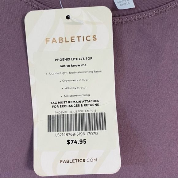 FABLETICS Phoenix Lite Long sleeve Activewear Top in Thistle Purple XXL NWT - Picture 6 of 11